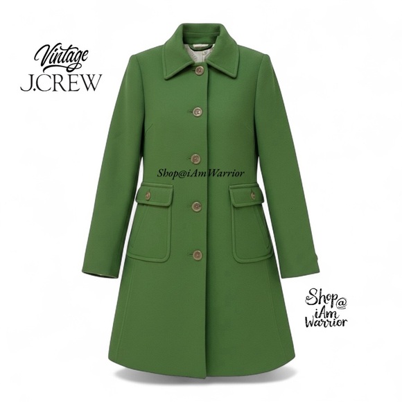 J.Crew rare vintage wool piqué town coat in alpine green *shop@iamwarrior - Picture 3 of 13